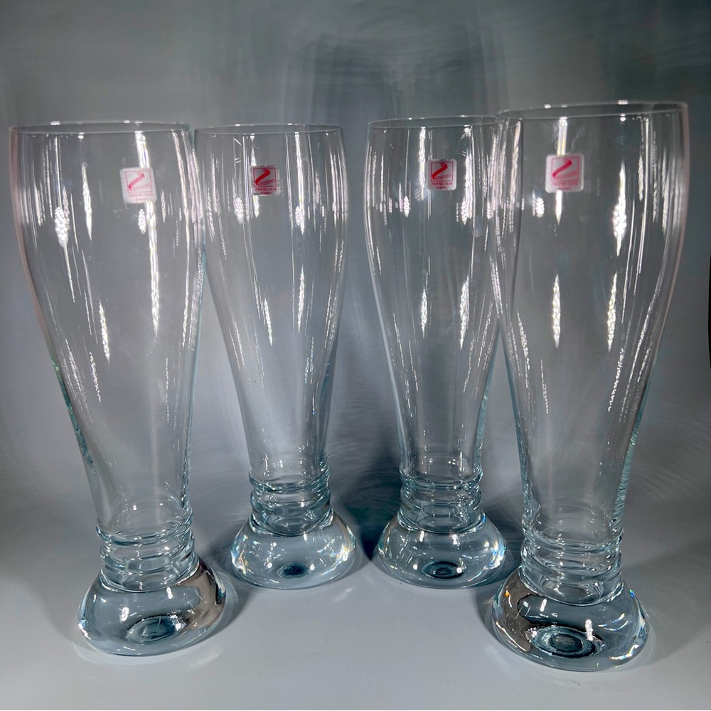Zweisel Glas Crystal Beer Glass Stein Stamped Germany Blue Tinted Base Vintage